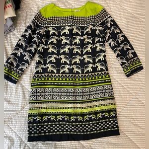 Crown and Ivy navy and green elephant dress size 4 P